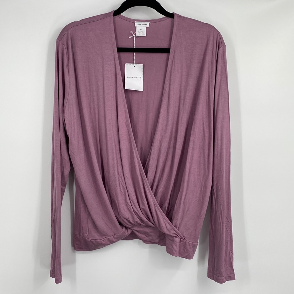 Pret-a-porTEE Lavender Purple Surplice Long Sleeve Shirt